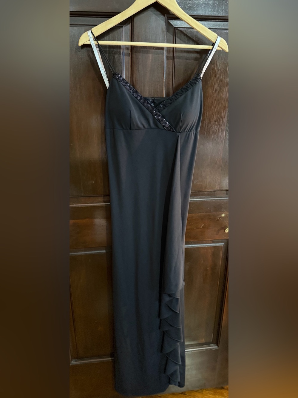 Vintage 1990’s De Laru Black Beaded Evening Gown